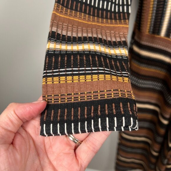 Maeve Anthropologie Striped Wrap Midi Dress Size Small Brown Work Office Retro - Picture 8 of 12
